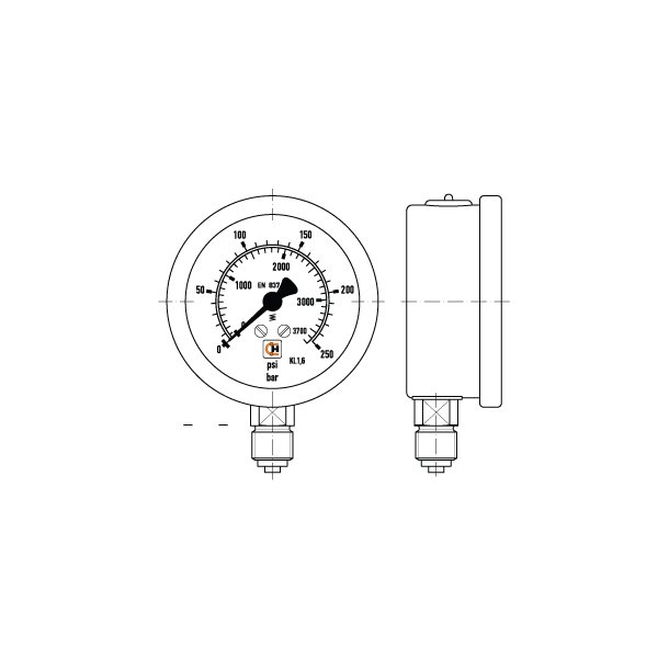 Manometer 63 mm uttak under