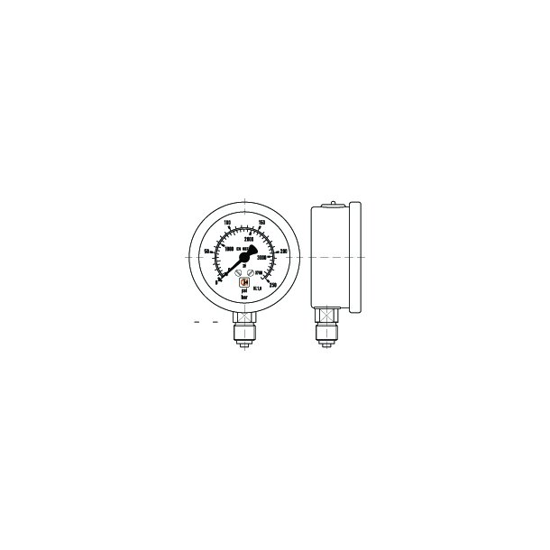 Manometer 160 mm uttak under